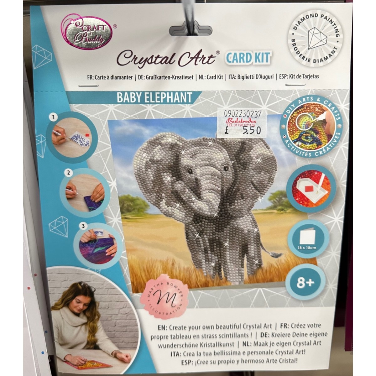 Craft Buddy ELEPHANT Crystal Art Greeting Card or Picture Kit Like