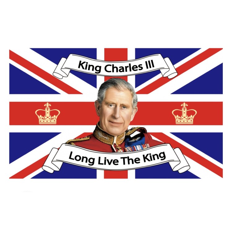 King Charles III Flag - God Save the King 5ft x 3ft