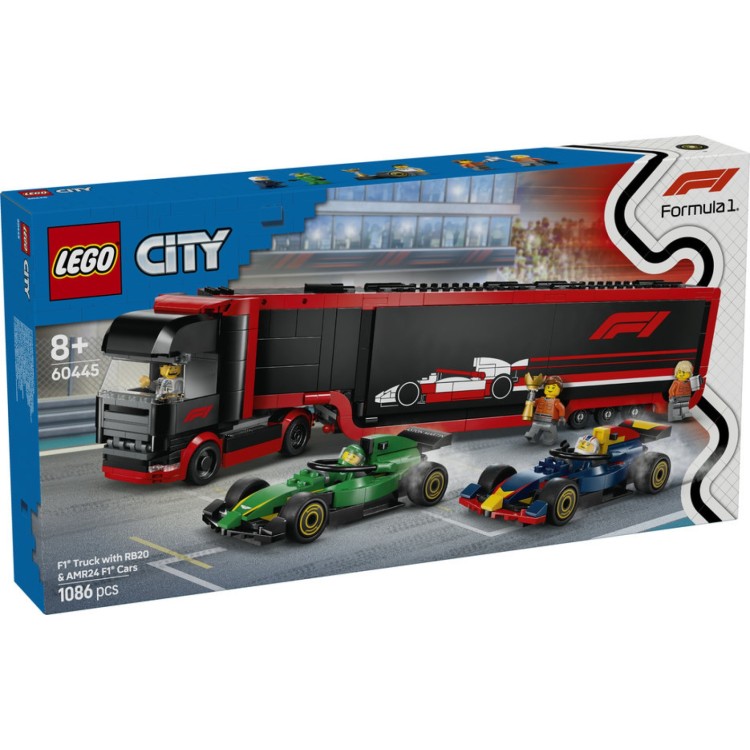Lego City 60445 F1 Truck with RB20 & AMR24 F1 Cars
