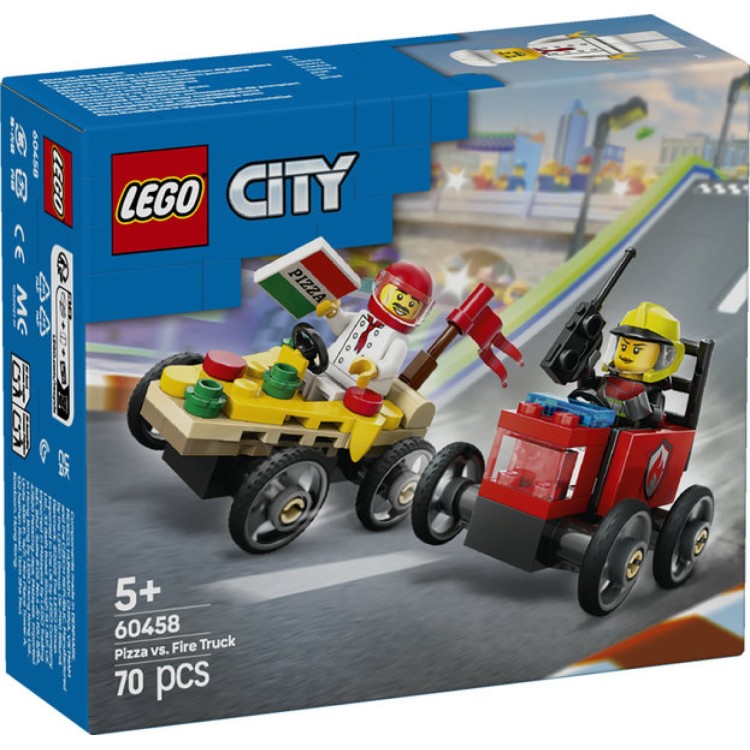 Lego City 60458 Pizza vs Fire Truck Race Car Pack