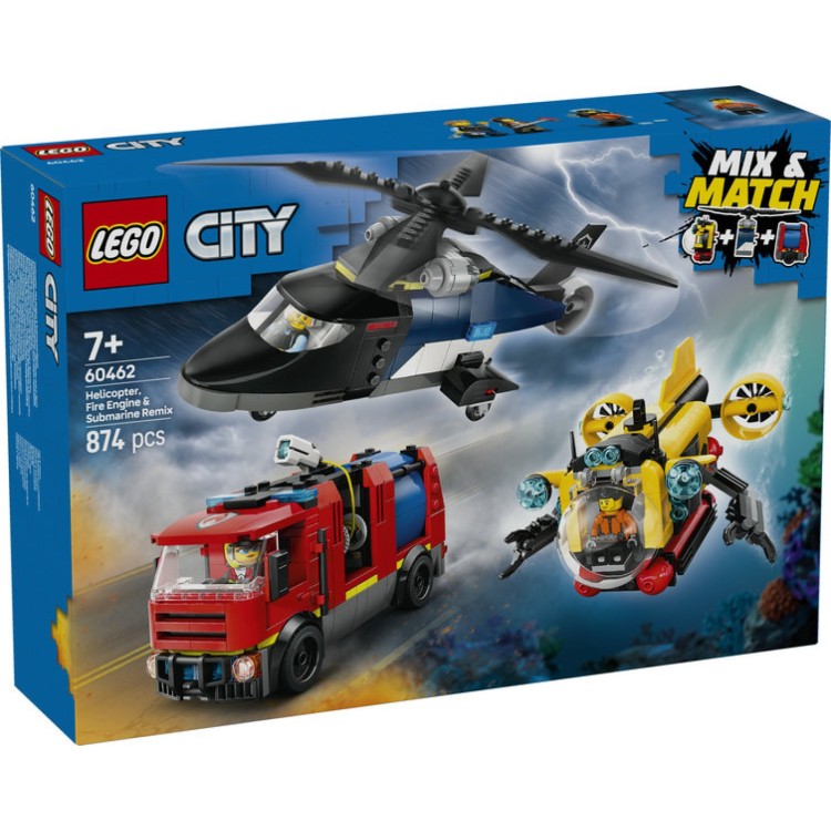 Lego City 60462 Helicopter, FireTruck & Submarine Remix